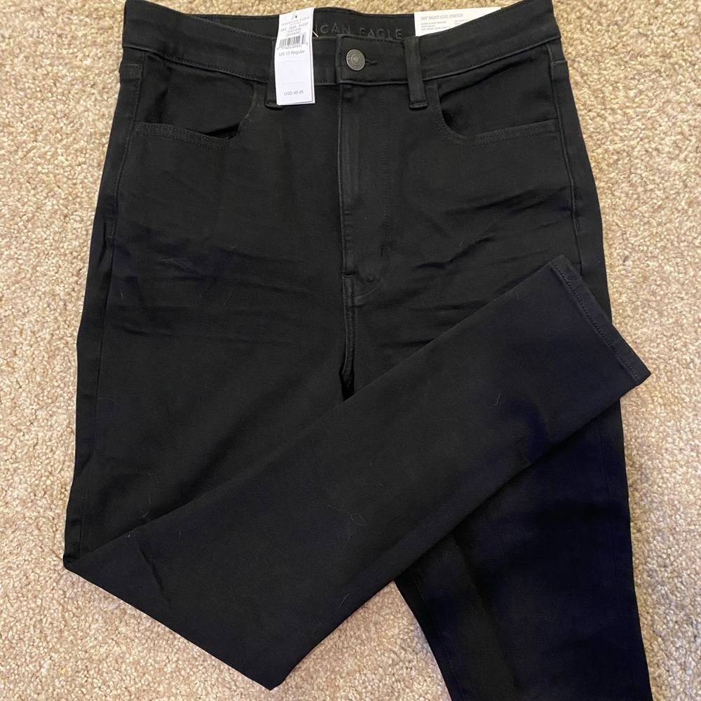American eagle super high rise jegging black sz 12 NWT
